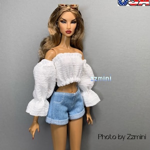 Handmade White Top For 11.5inch Fashion Doll Princess Clothes 1/6 Toy