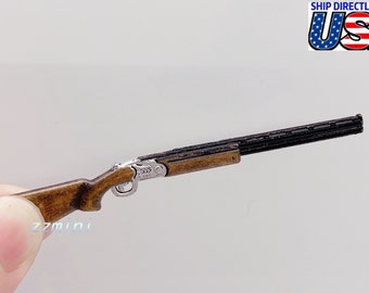 Dollhouse Miniature 1:12 Gun Metal Shotgun Model Room Decoration Accessories Toy