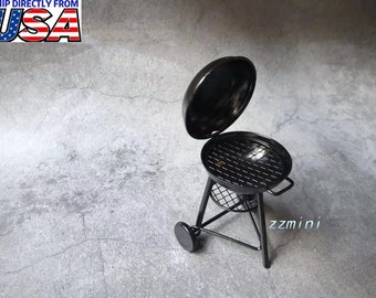 1:12 Dollhouse Miniature Black Iron BBQ Grill Garden Outdoor Accessory Gift