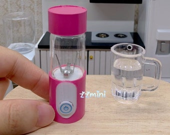 Dollhouse Miniature REAL Working Mini Cooking Fruit Juicy PINK Blender For Real Cooking Kitchen Show