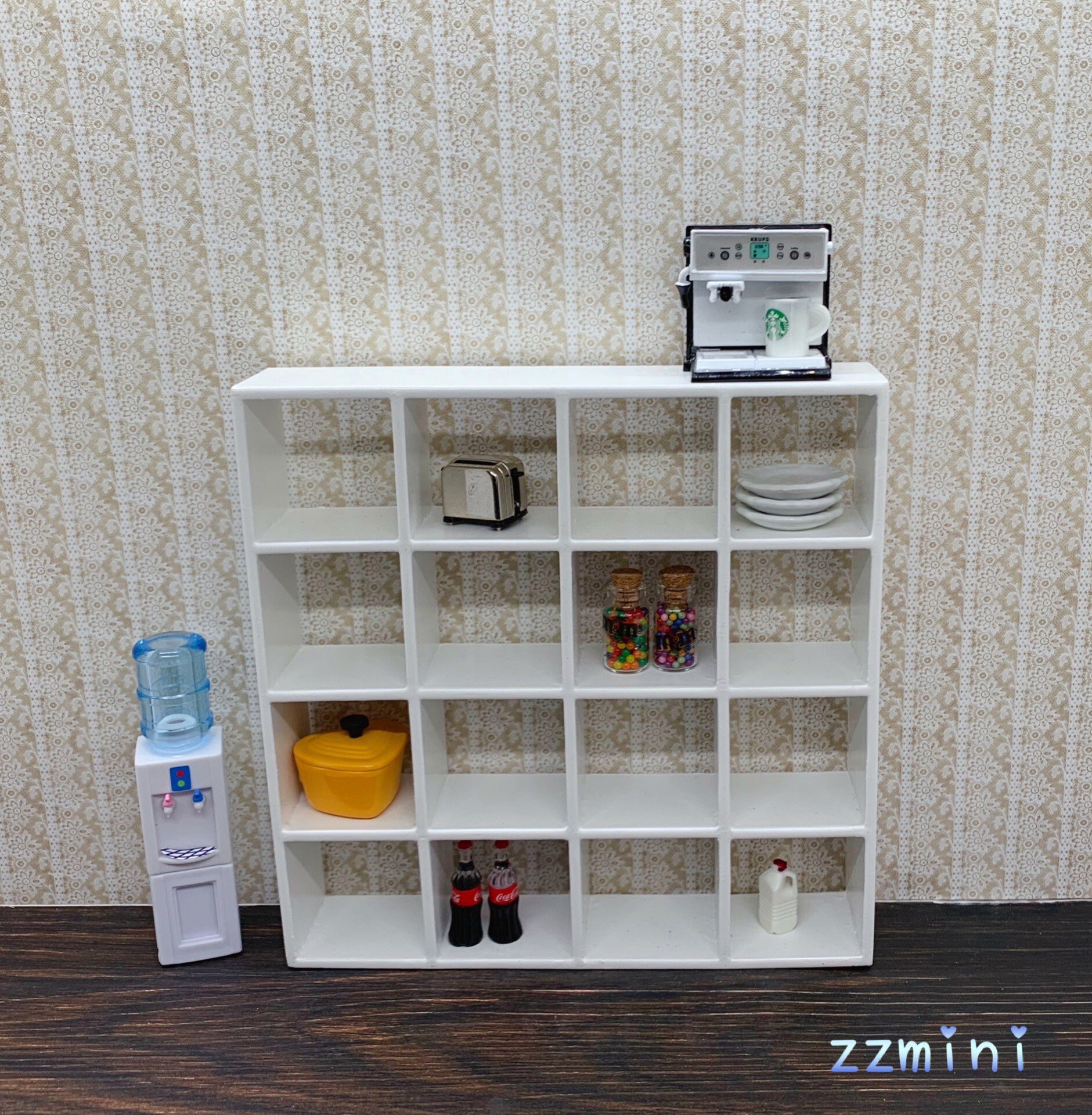 1/12 Dollhouse Miniature 16 Grid White Shelves Cabinet Storage