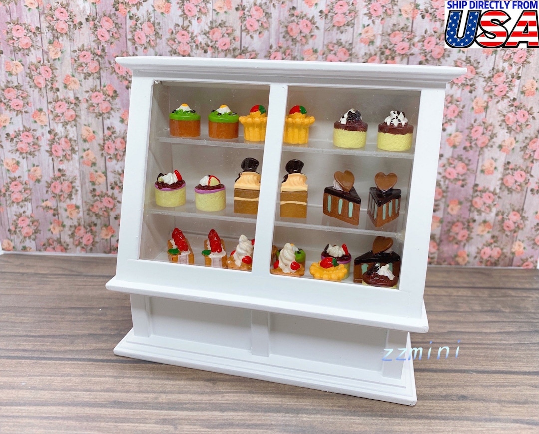 Vitrine à Gâteaux Miniature TOPINCN – Échelle 1/12 – Armoire De Boulangerie Pour Maison De Poupée – Déco Bois Composite