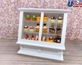 1/12 Dollhouse Miniature Bakery Cabinet 1/12 Food Display Shelf Showcase Shop Counter