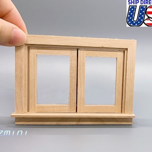 1:12 Dollhouse Miniature DIY Unfinished Wooden Basement Window Furniture Casement Dec Toy