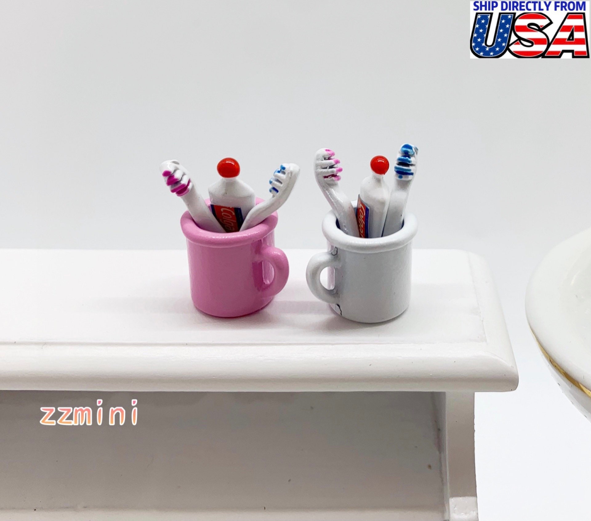 1/12 Dollhouse Miniature 4PCS Toothpaste and Tooth Brush