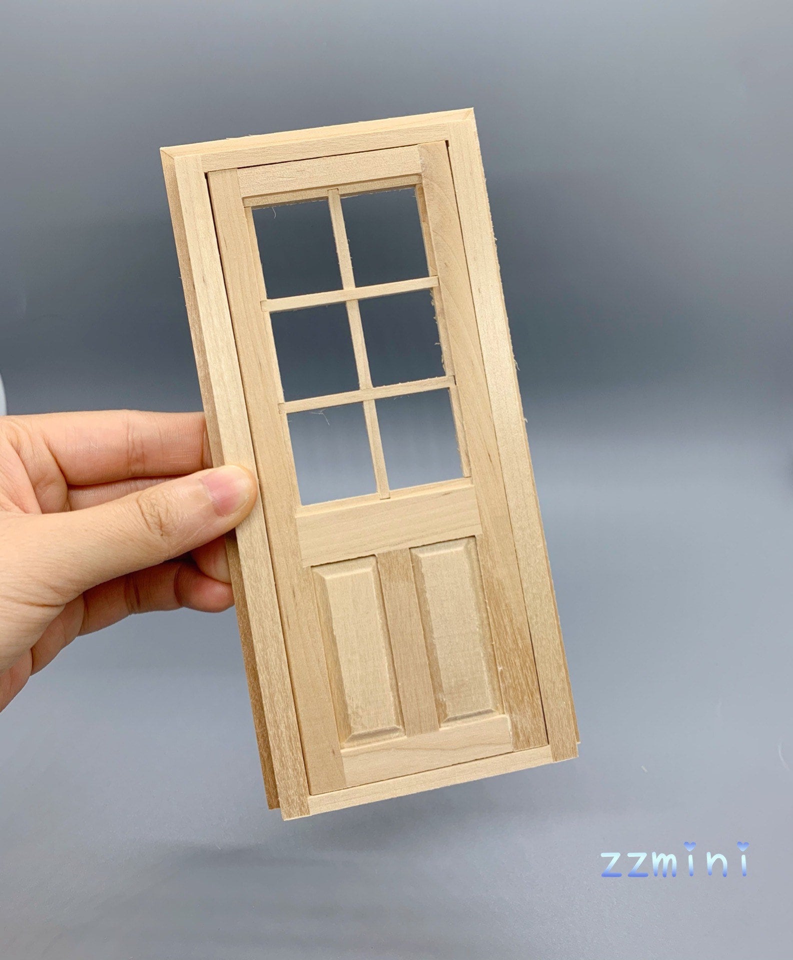 Miniatura Per Casa Delle Bambole: Porta Interna In Legno Non Verniciato A 6 Pannelli, Scala 1/12 - Italia - Foto 9