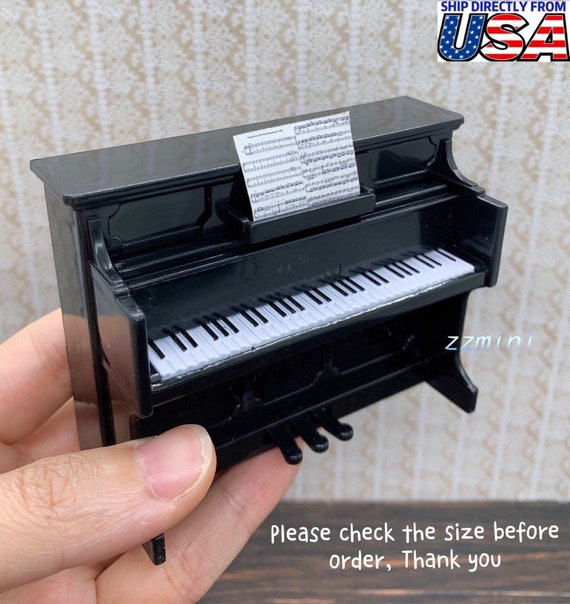 Details about   1/12 Dollhouse Miniature Piano Toys with Chair for Music Room Furniture Black 