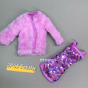 Veste violette en manteau de fourrure artificielle pour poupée tendance 11,5 po. Vêtements pour poupée princesse, jouet 1/6