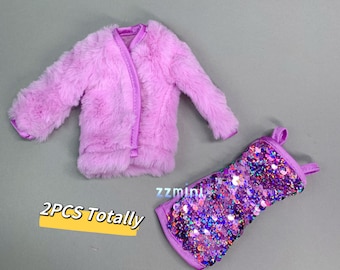 Lila Kunstpelz Mantel Jacke für 11,5 in Mode Puppe Prinzessin Puppenkleidung 1/6 Spielzeug