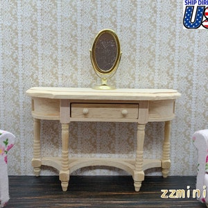 1/12 Dollhouse Miniature Unfinished Unpainted DIY Console Board Front Door Entry Hall Entrance Side foyer Table Vanity Furniture