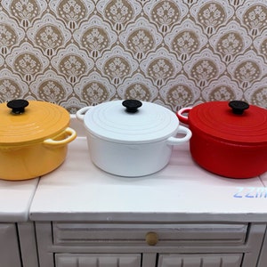 3 Colors Dollhouse Miniature 1:12 Metal Cooking Pots Supplies Cookware With Cover and Handle