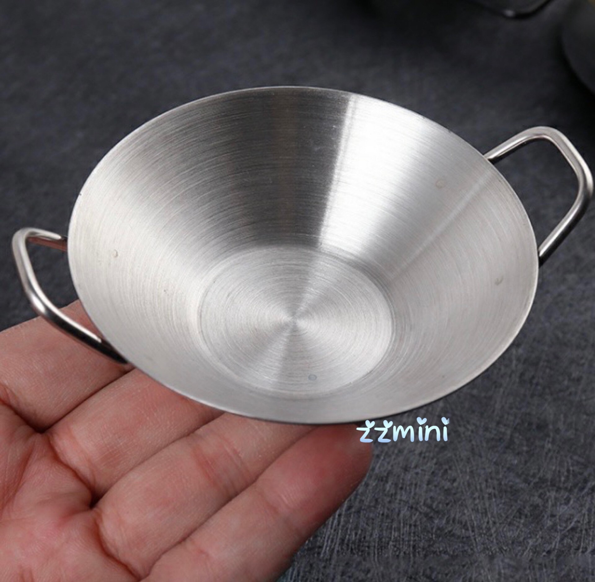 Real Mini Cooking Stainless Steel Frying Wok Pot Pan With Handle ...