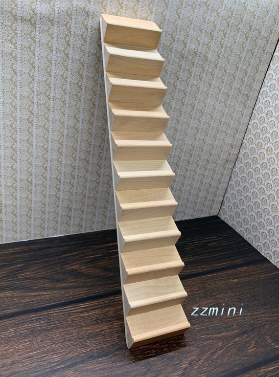 Scala In Miniatura Per Casa Delle Bambole 1:12 - Corrimano In Legno Fai Da Te Non Dipinto - 2