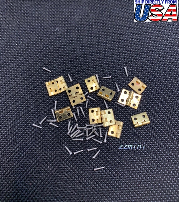 Miniature Door 12pcs Hinges & 48pcs Screws 1/12 Dollhouse Closet Cabinet Fixture