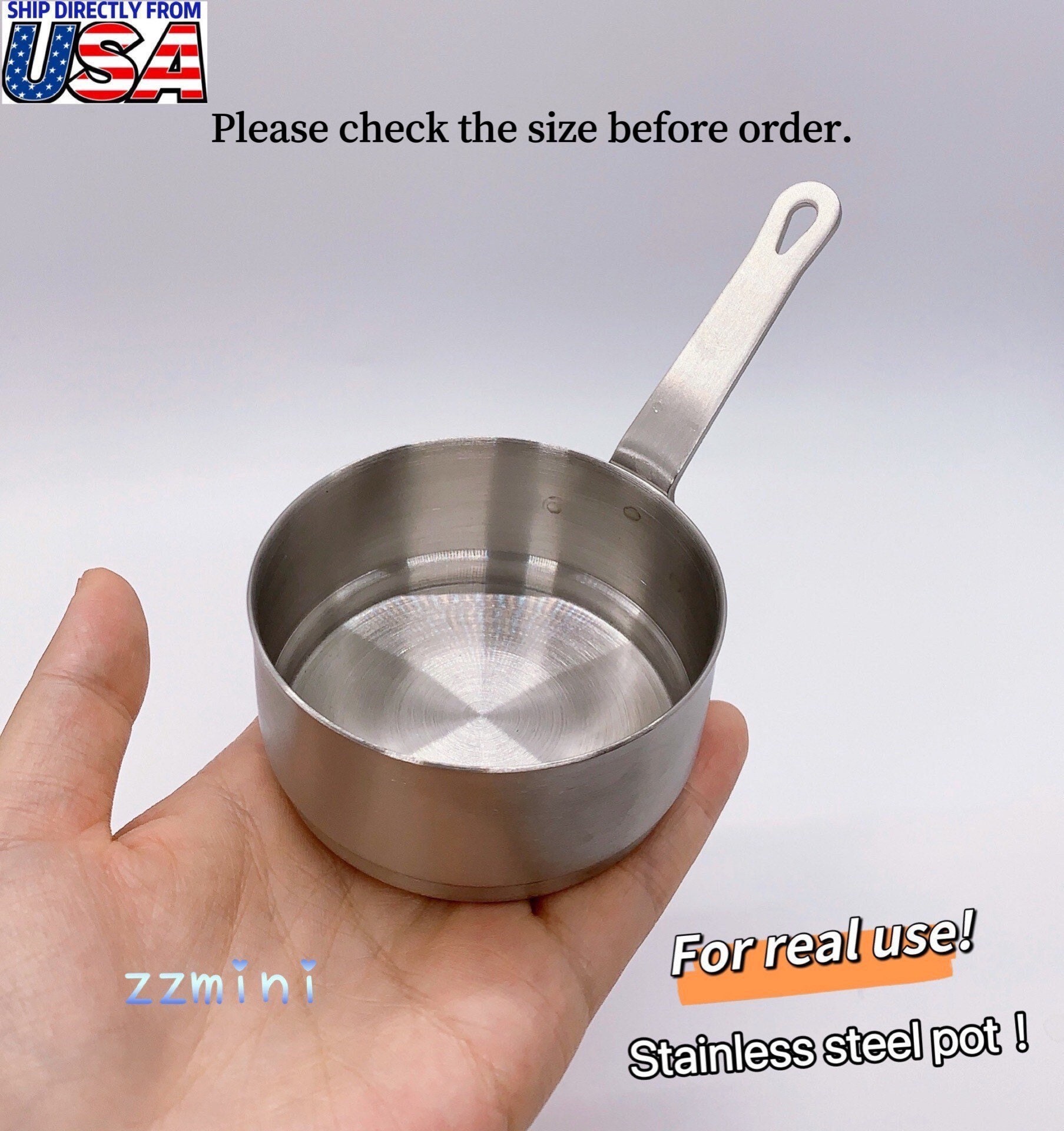 Dollhouse Miniature Stainless Steel Pot Real Mini Cooking Round