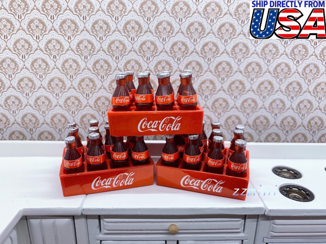 1:12 Dollhouse Miniature 12 Bottle Coke Cola With Tray Set Soda ...