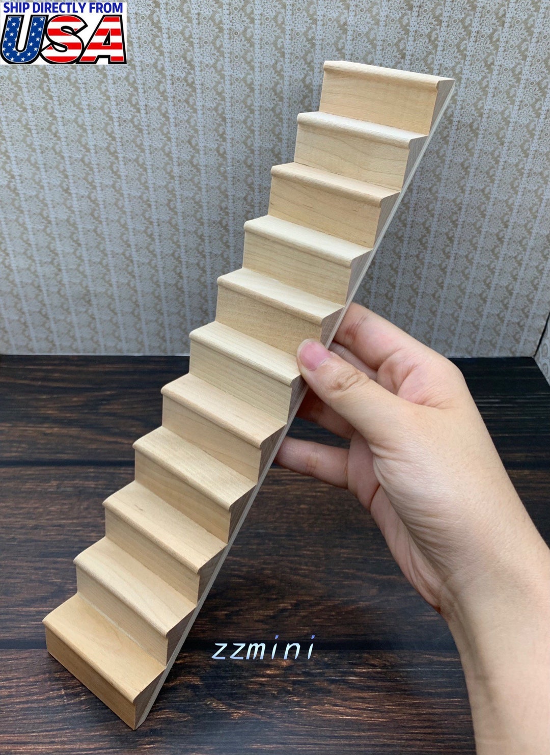 邦楽 DUMMY CHILDREN stair case 1/12 Miniature 11 Steps Dollhouse 1PC Stairs Straight Staircase