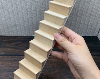 1/12 Miniature 11 Steps Dollhouse 1PC Stairs Straight Staircase Furniture Unpainted Wood