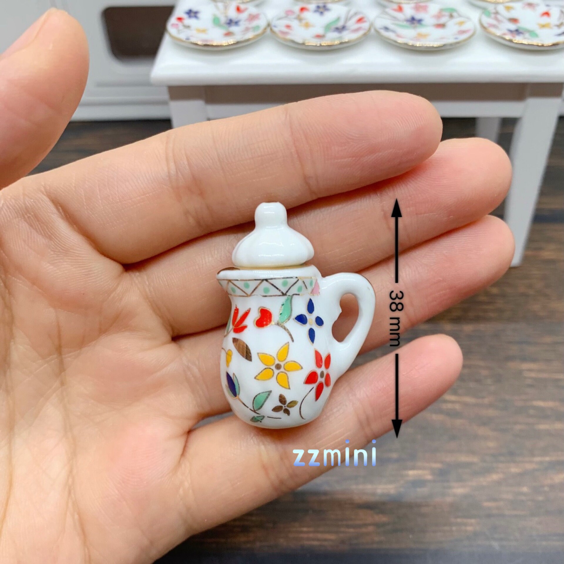Set 15pcs Mini Tasses Thé Porcelaine 1:12 – Accessoire Maison De Poupée Cuisine, Théière & Sucrier, Jouet Bébé Fille