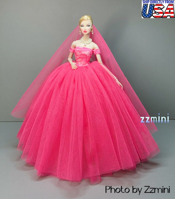 hot pink wedding dress