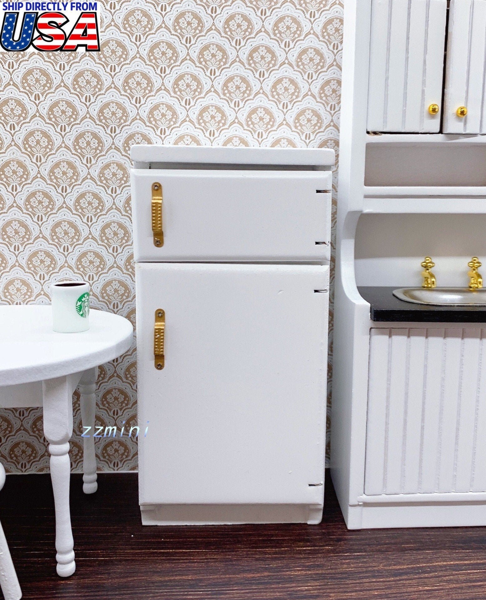 Miniatura Cucina 1:12 Per Casa Bambole: Armadio Con Frigorifero E Congelatore Bianco