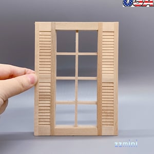 1:12 Dollhouse Miniature DIY Unfinished Wooden Room Basement Frame Window Furniture Casement Dec Toy