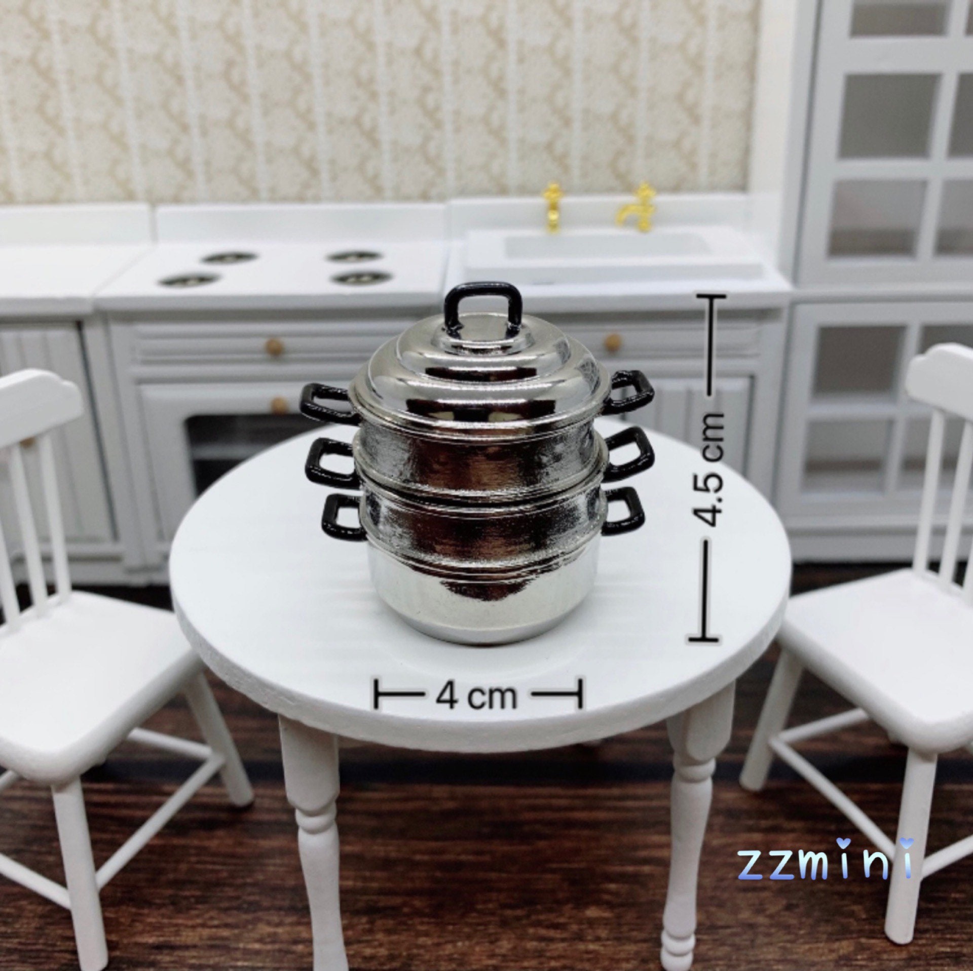 4PCS Real Tiny Mini Kitchen Cooking Steamer 1:12 Dollhouse Miniature ...