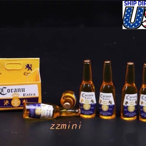 Miniature 1/6 Bottles 6PCS With 1 Box Beer Set Carton Model Action Figure Toys