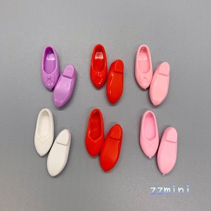 Fashion Doll Curvy Flat Foot Shoes White Red Pink Purple Shoes for ...