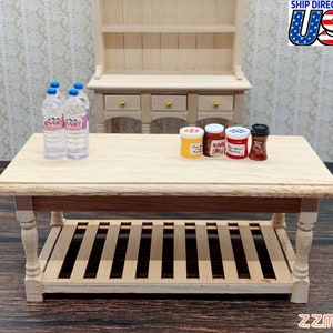 1/12 Dollhouse Miniature Large Kitchen Prep Coffee Table Unfinished Furniture Unpainted Wood DIY