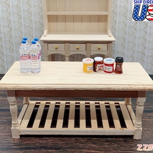 1/12 Dollhouse Miniature Large Kitchen Prep Coffee Table Unfinished Furniture Unpainted Wood DIY