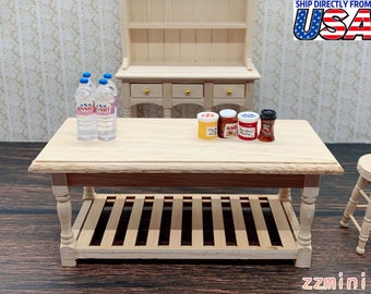 1/12 Dollhouse Miniature Large Kitchen Prep Coffee Table Unfinished Furniture Unpainted Wood DIY