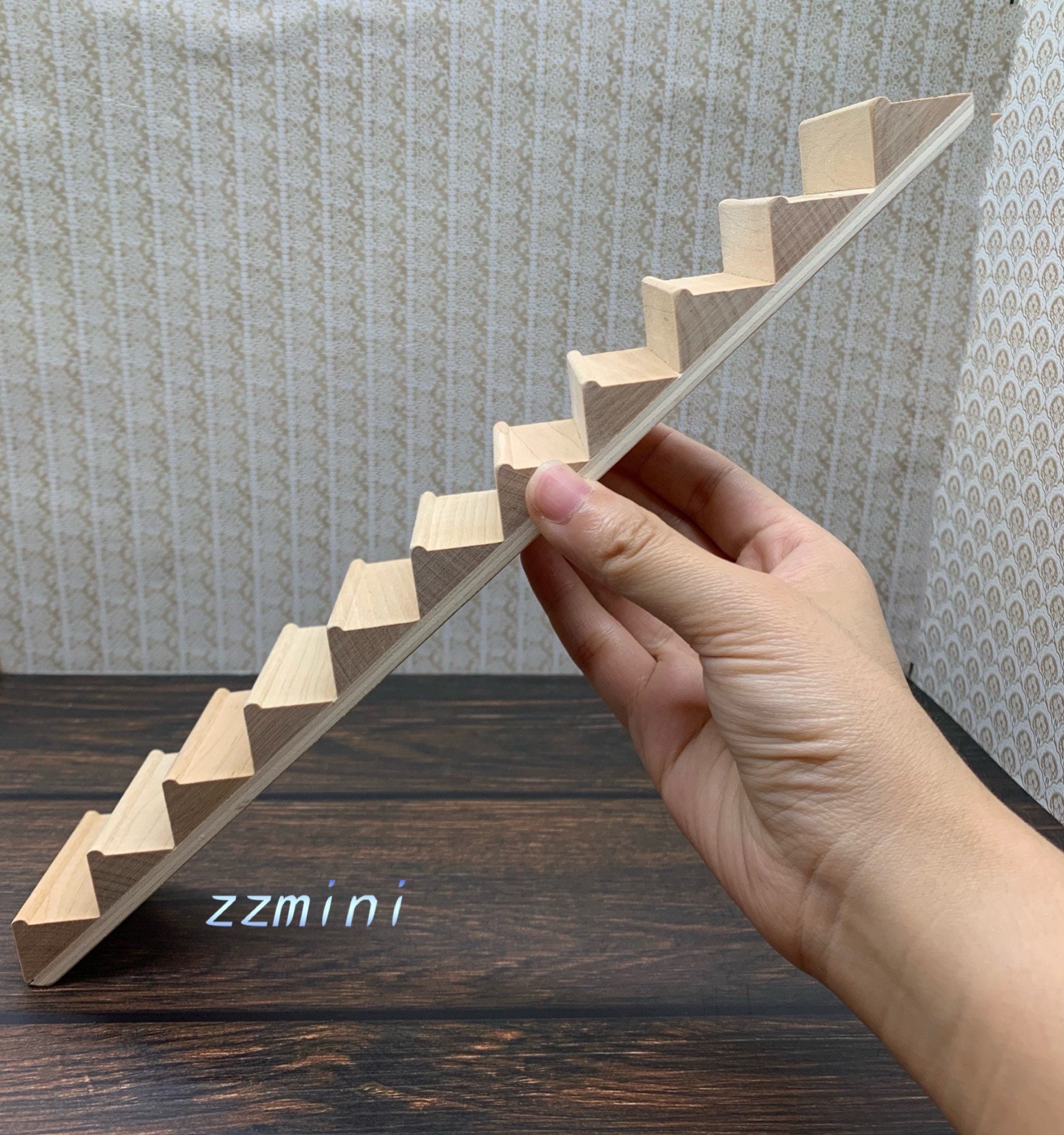 Odoria Escalier Miniature 1/12 Pour Maison De Poupée - Échelle En Bois Non Peint Avec Rambarde, Idéal Jardin Des Fées DIY, Assemblage Facile