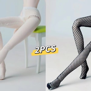 2PCS BLACK AND WHITE 11.5'' Fashion Doll Wide Net Pantyhose Fishnet Leggings Tights stocking Cloth