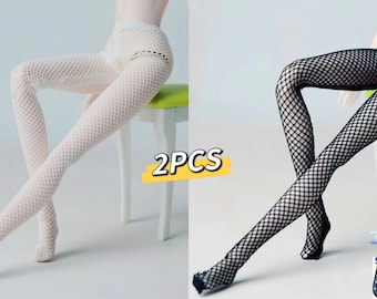 2PCS BLACK AND WHITE 11.5'' Fashion Doll Wide Net Pantyhose Fishnet Leggings Tights stocking Cloth