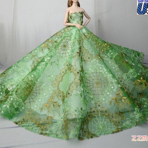 Green Wedding Dress for 11.5inch/30cm Fashion Doll Princess Elegant Long Evening Big Tail Dresses Doll Clothes 1/6 Toy