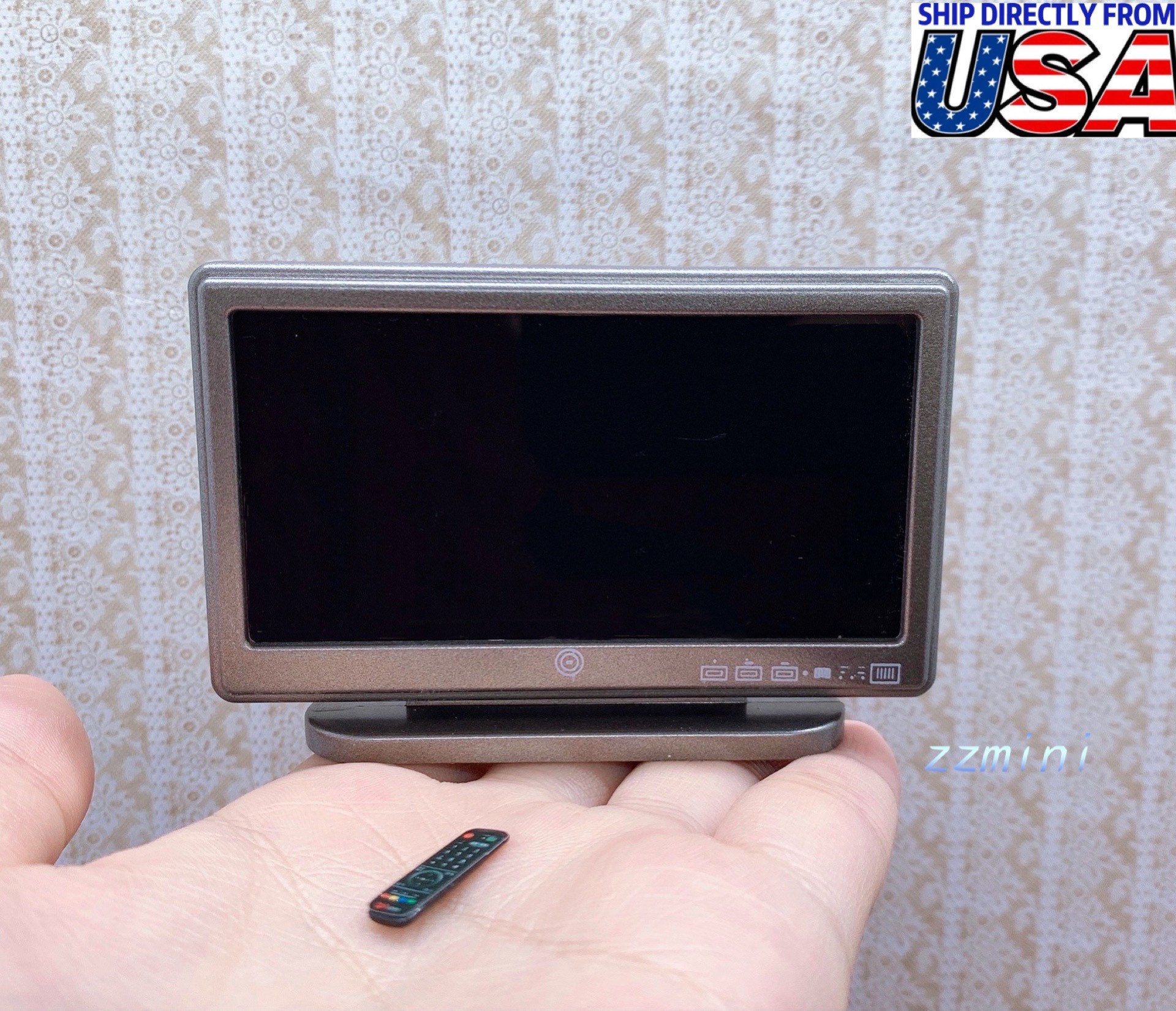 Dollhouse Miniature 1:12 Living Room LCD TV & 1 Remote Control Toy Furniture decoration, used for sale  