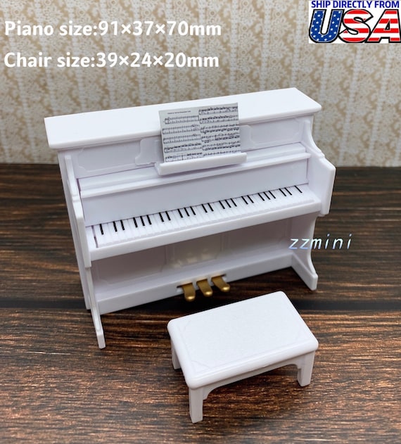 1:12 Miniatur Klavier Piano & Hocker Puppenhaumöbel Puppenstuben Zubehör 