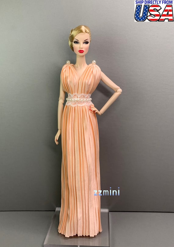 Vestido de novia naranja para muñeca de moda de 11,5 pulgadas