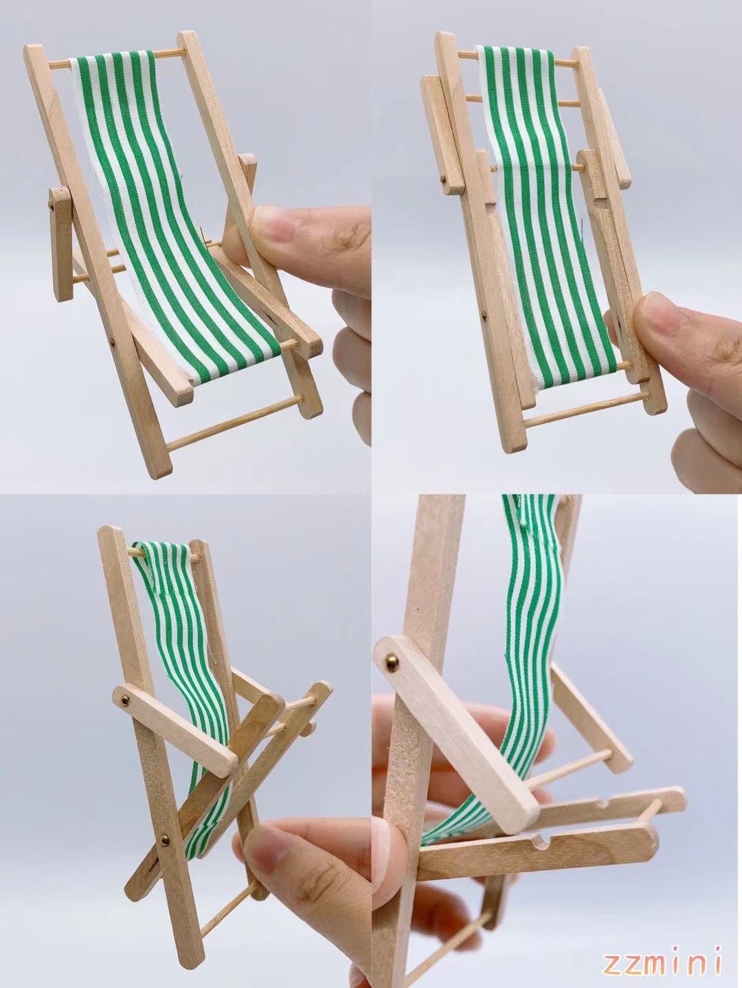 JOUET ANCIEN - Chaise Longue Transat Pliable En Bois Pour Poupee - Jardin Plage EUR 25,00 - FR