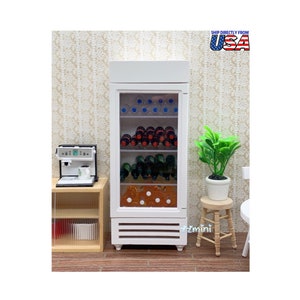 1:12 Dollhouse Miniature Wood White Refrigerator Freezer Dollhouse Model Kitchen Furniture Decoration