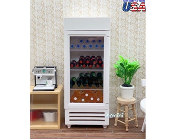 1:12 Dollhouse Miniature Wood White Refrigerator Freezer Dollhouse Model Kitchen Furniture Decoration