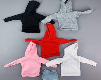 2 stuks handgemaakte korte hoodies voor 11,5 inch modepoppen (schaal 1/6), topje, outfit, accessoires, verjaardagscadeau