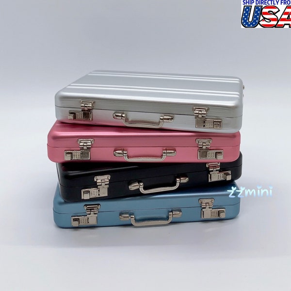 Dollhouse Miniature Travel Metal Suitcase Briefcase Toy Decoration Holiday Gift