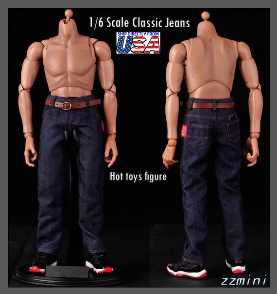 1/6 Scale Men Blue Classic Jeans Pants for 12 Hot Toys Phicen