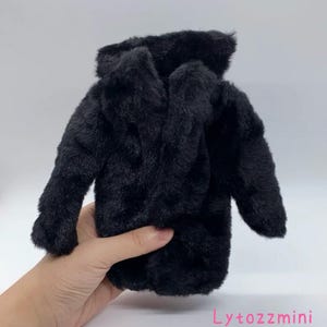 BLACK Artificial Fur Long Coat Jacket For 11.5'' Fashion Doll Princess Fashion Royalty Silkstone BJD Dresses Clothes