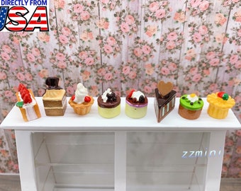 Dollhouse Miniature 1:12 Scale 8PCS Cakes Dessert Bakery Kitchen Food Accessory