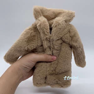 BEIGE Kunstpelz Langer Mantel Jacke Für 11,5 &#39;&#39; Modepuppe Prinzessin Fashion Royalty Silkstone BJD Kleider Kleidung 1/6 Spielzeug
