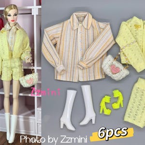 6PCS Handmade Outfit With Shoes Bag For 11.5inch Fashion Doll Fashion Royalty Integrity Poppy Parker NuFace Dolls Dress Clothes 1/6 Toy Gift
