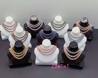 Custom Handmade Magnetic Rhinestone Triple Layer Mini Necklace for 11.5‘’ Fashion Dolls Jewelry Accessories– Made to Order